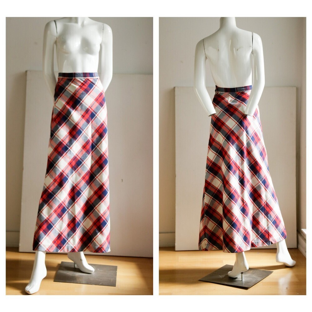 Vintage Large Scale Plaid A line Maxi Skirt XS
